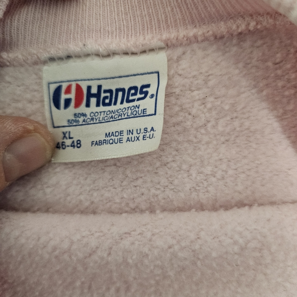 Vintage 90s Hanes Kids For Sale Goat Funny Pink Crewneck Sweater XL USA Made - Picture 10 of 16